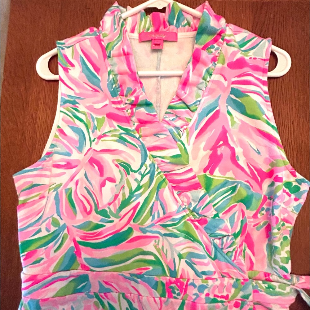 Lilly Pulitzer, Croc My World, Romee ruffle wrap, Size L,  96 cotton 4 spandex